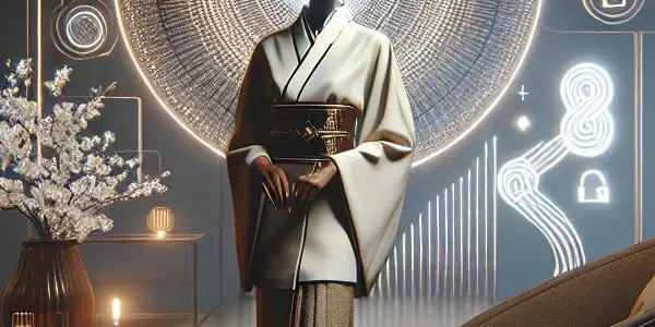 A luxurious virtual room featuring a confident model streaming live in elegant lingerie, emphasizing privacy and interaction.