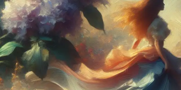 A whimsical garden scene featuring a modern Alice exploring oversized flowers, embodying curiosity and hidden desires.